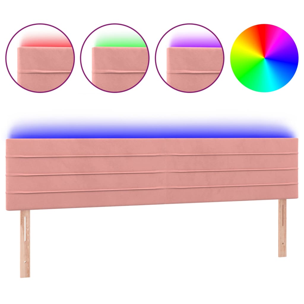 LED uzglavlje ružičasto 200x5x78/88 cm baršunasto