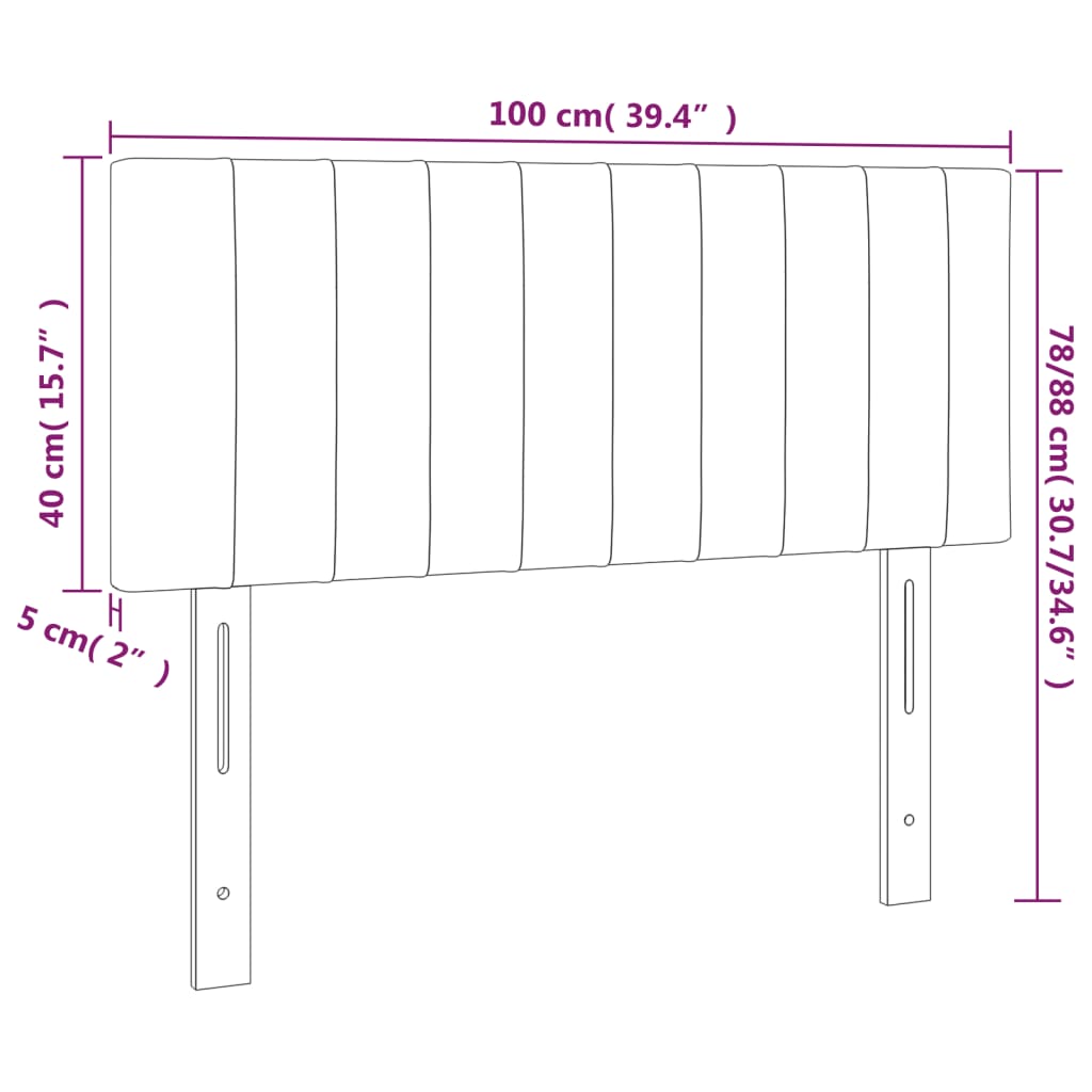 LED uzglavlje tamnosivo 100x5x78/88 cm od tkanine
