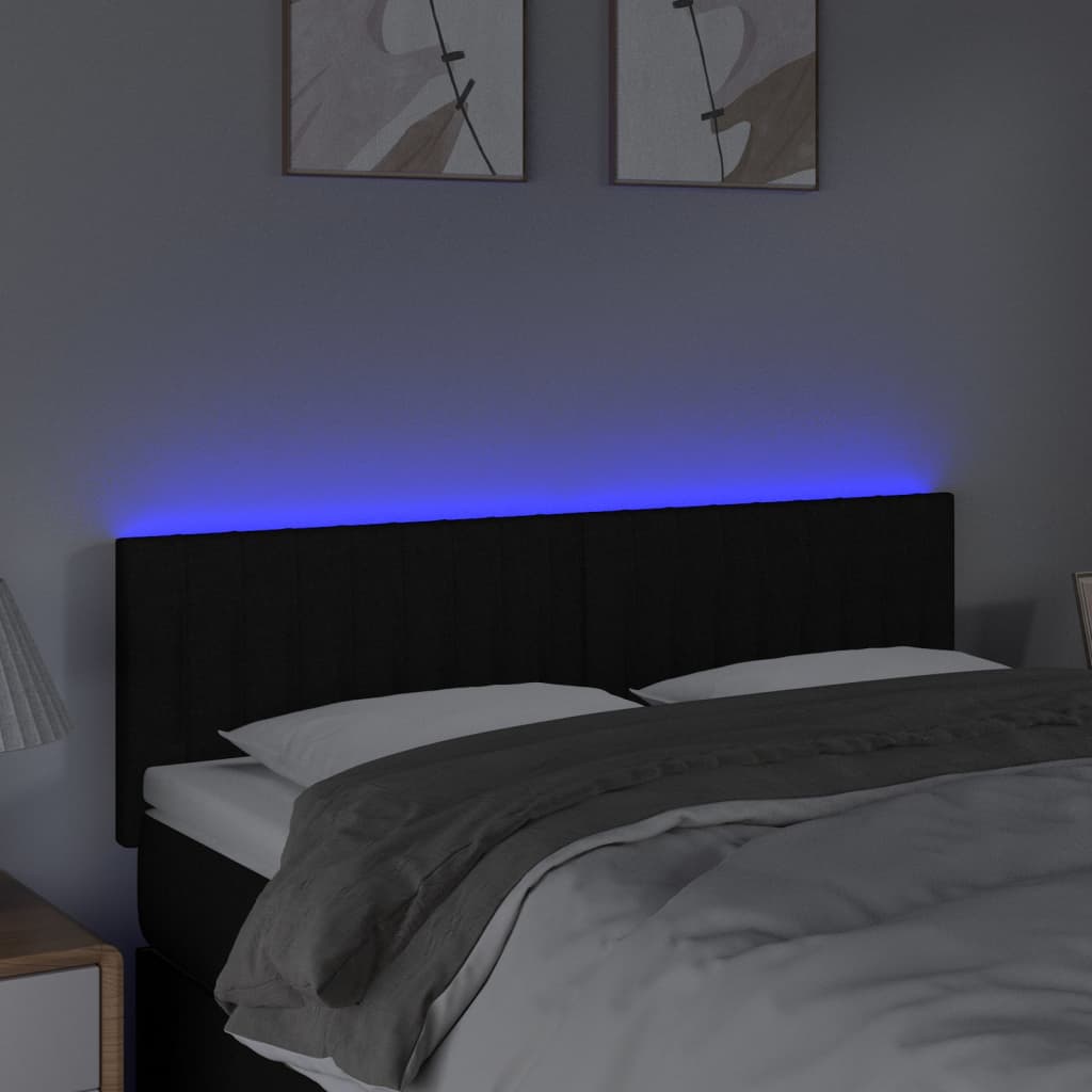 LED uzglavlje crno 144x5x78/88 cm od tkanine
