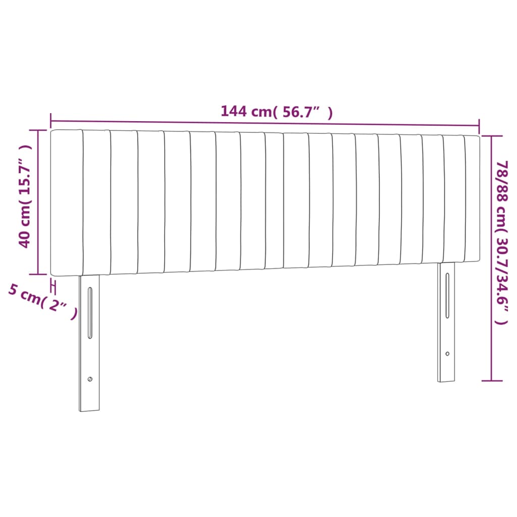 LED uzglavlje crno 144x5x78/88 cm od tkanine