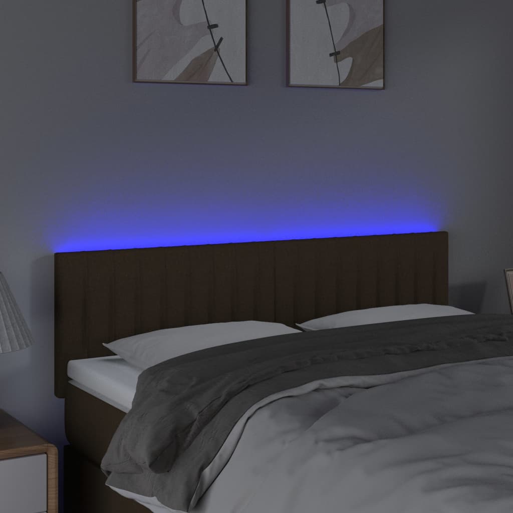 LED uzglavlje tamnosmeđe 144x5x78/88 cm od tkanine