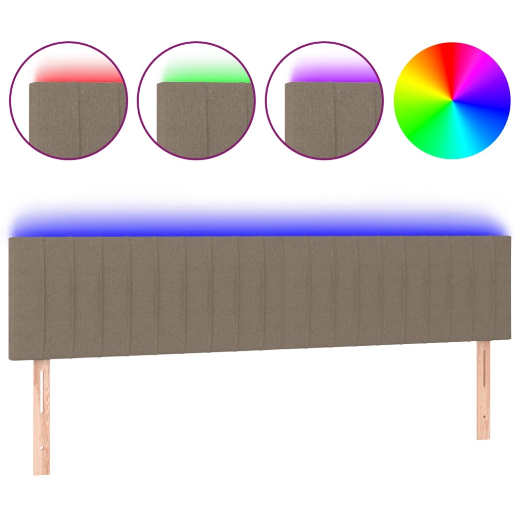 LED uzglavlje smeđesivo 160x5x78/88 cm od tkanine