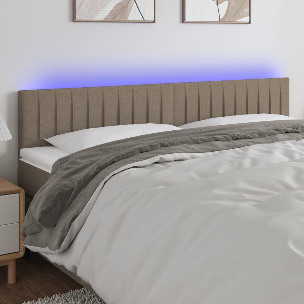 LED uzglavlje smeđesivo 160x5x78/88 cm od tkanine