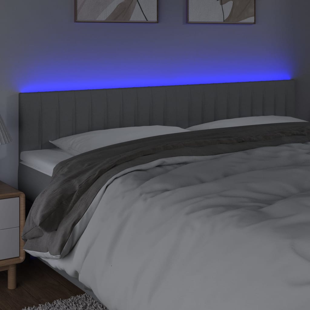 LED uzglavlje svjetlosivo 200x5x78/88 cm od tkanine