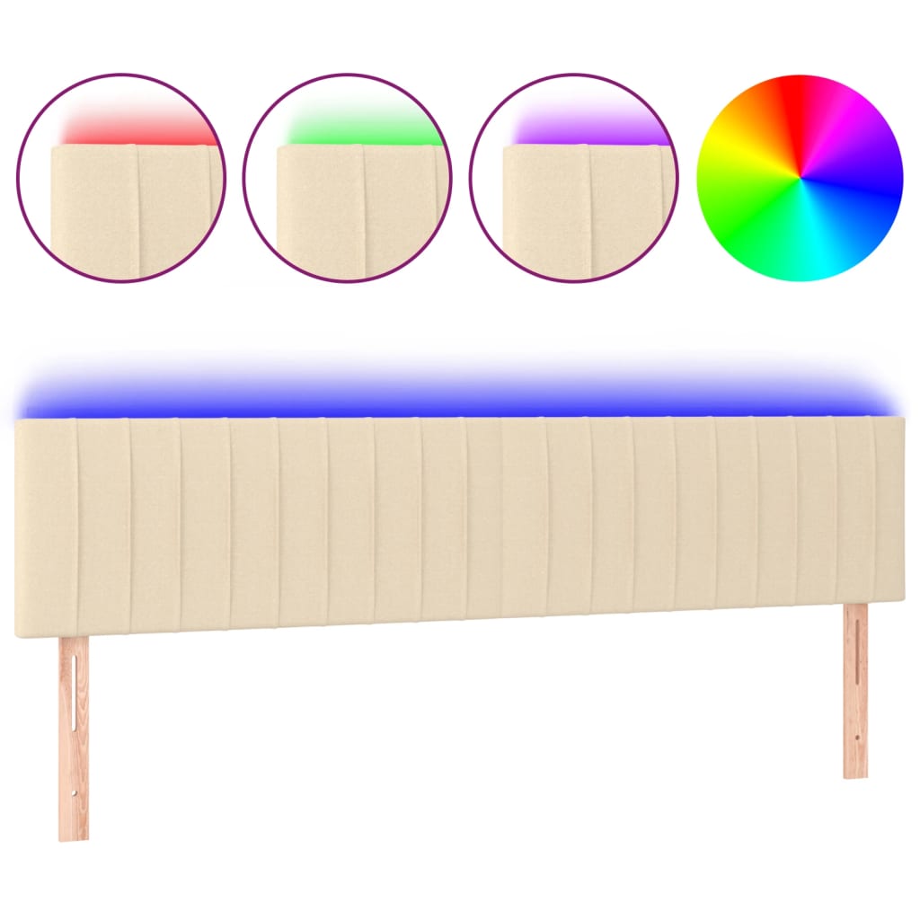 LED uzglavlje krem 200x5x78/88 cm od tkanine