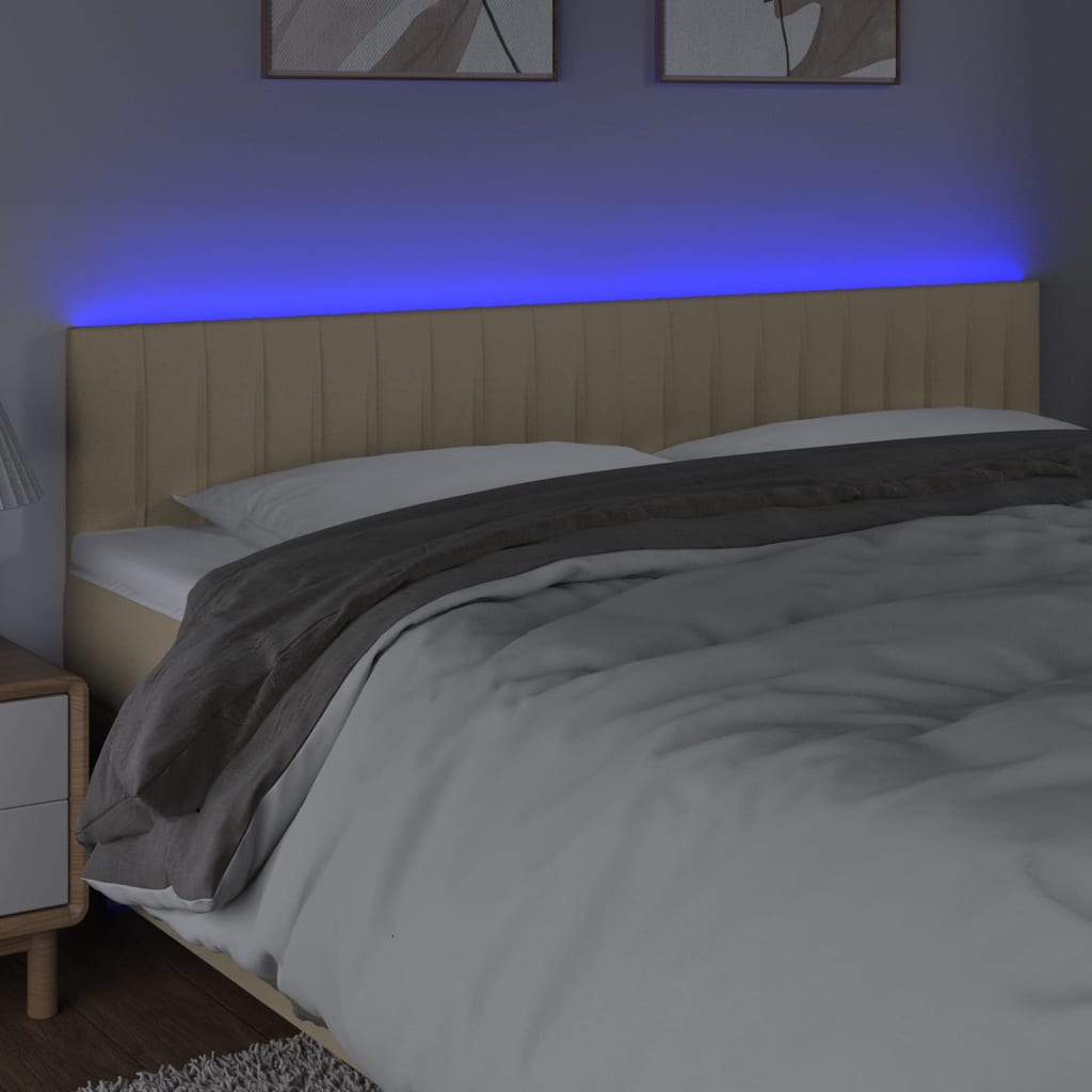 LED uzglavlje krem 200x5x78/88 cm od tkanine