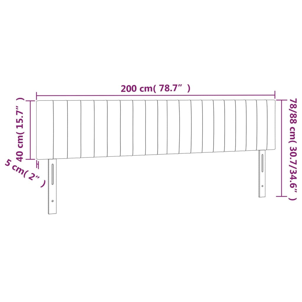 LED uzglavlje krem 200x5x78/88 cm od tkanine