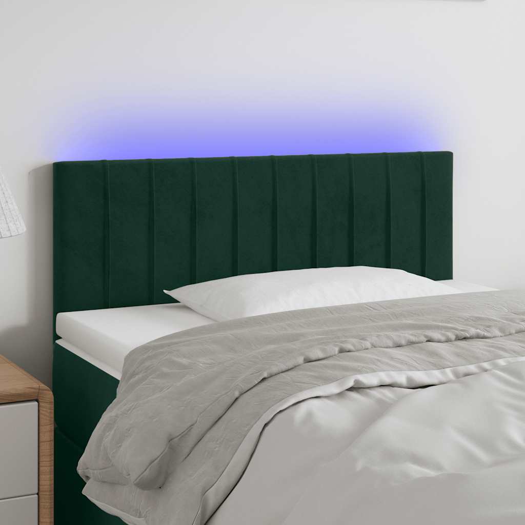 LED uzglavlje tamnozeleno 80 x 5 x 78/88 cm baršunasto