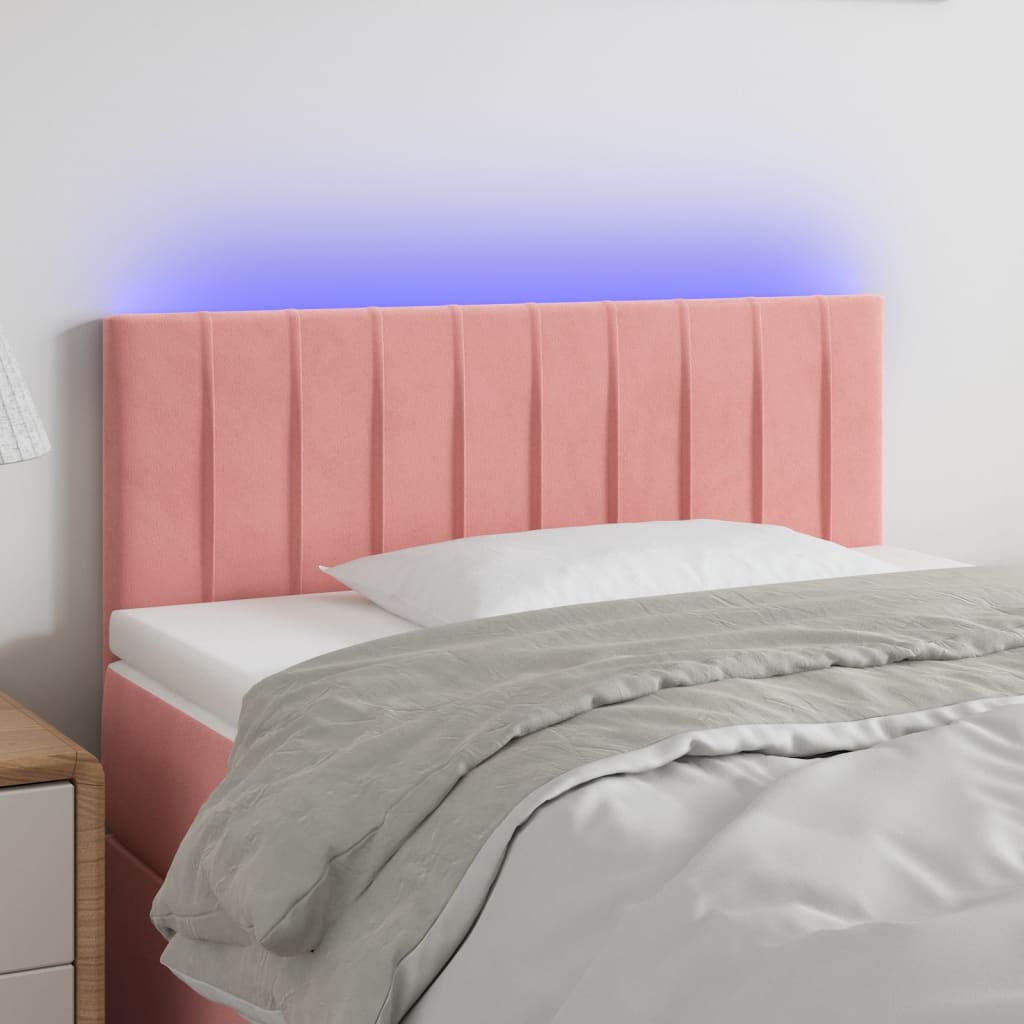 LED uzglavlje ružičasto 80 x 5 x 78/88 cm baršunasto