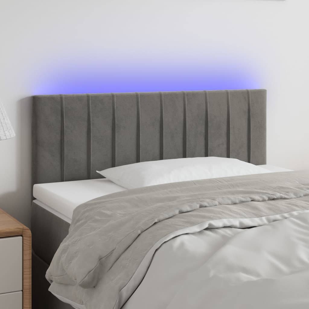 LED uzglavlje svjetlosivo 90x5x78/88 cm baršunasto