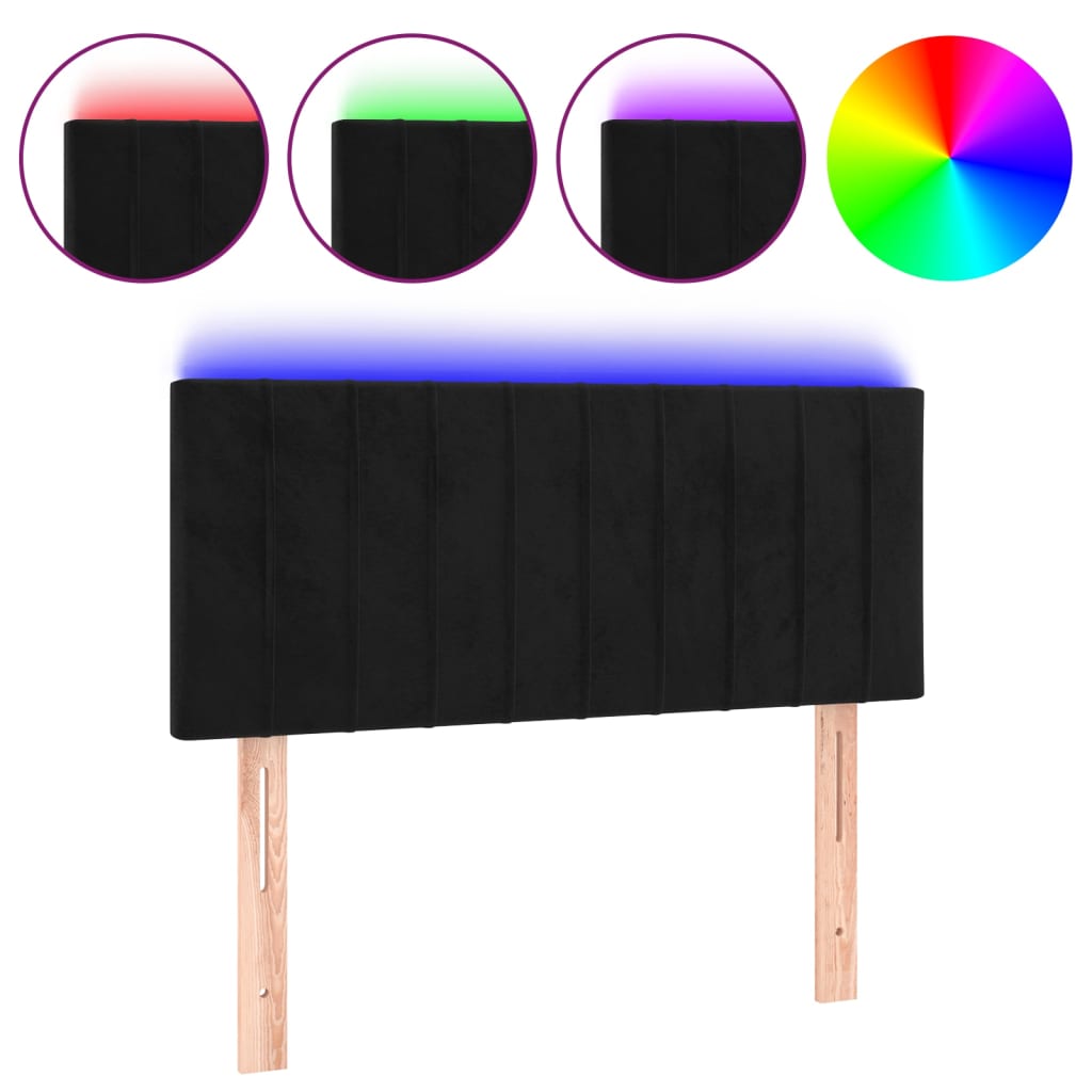 LED uzglavlje crno 90x5x78/88 cm baršunasto