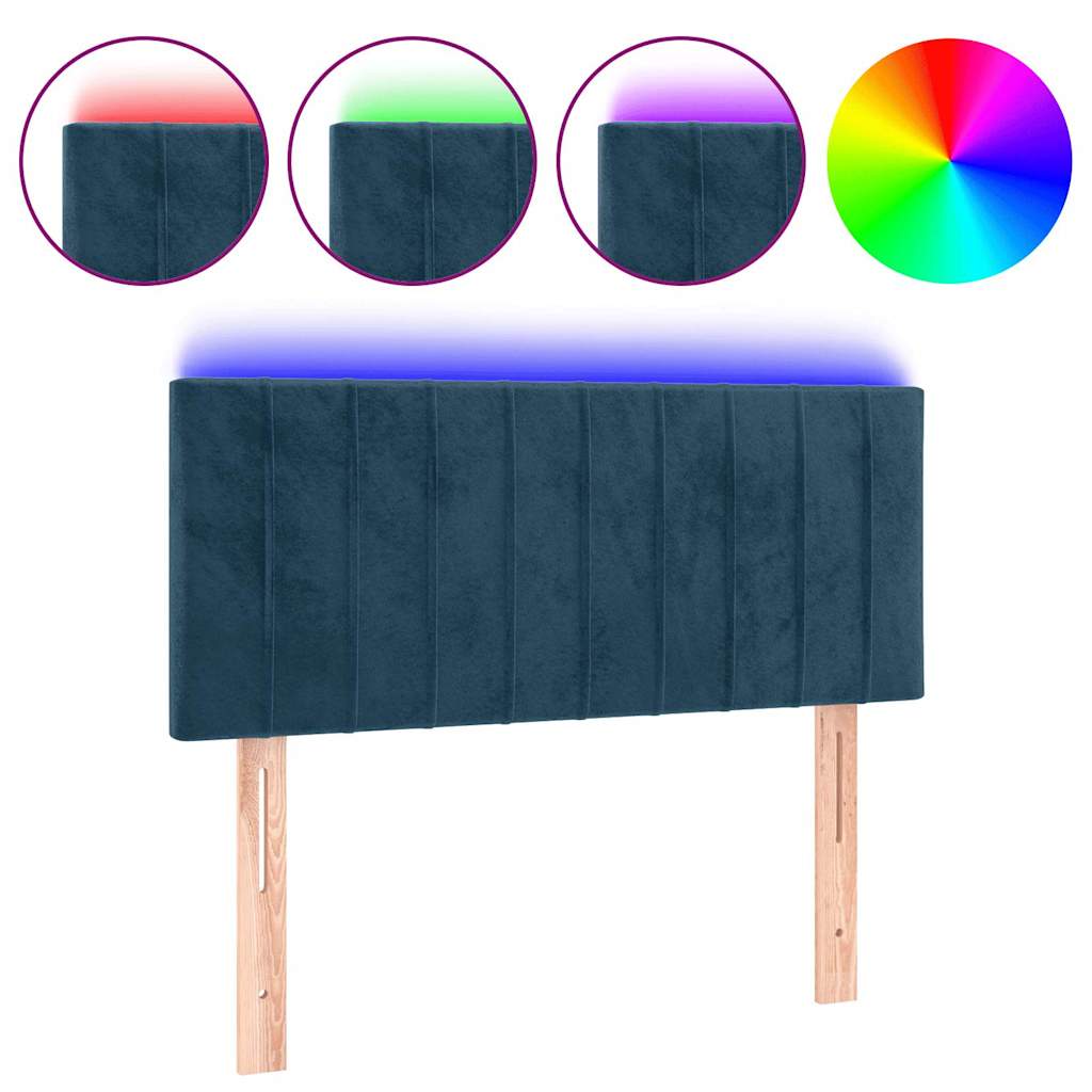 LED uzglavlje tamnoplavo 90x5x78/88 cm baršunasto