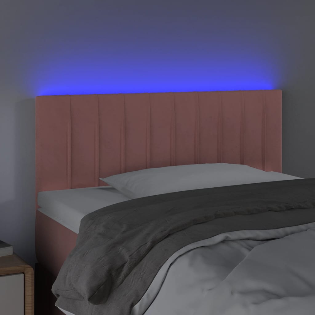 LED uzglavlje ružičasto 90x5x78/88 cm baršunasto
