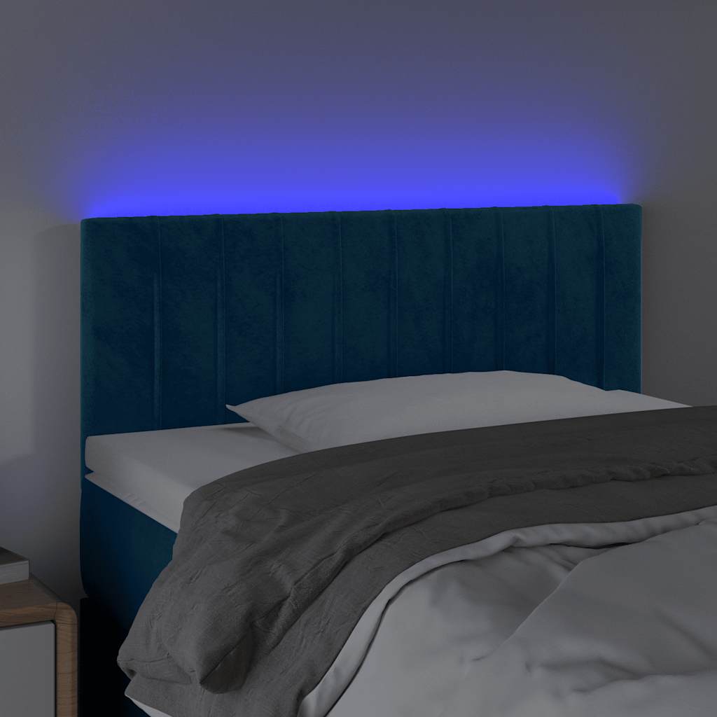 LED uzglavlje tamnoplavo 100x5x78/88 cm baršunasto