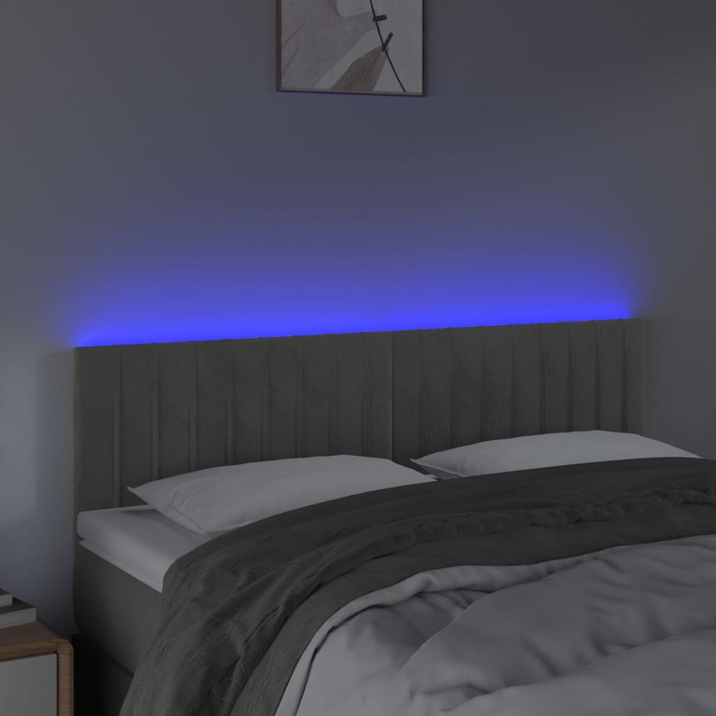 LED uzglavlje svjetlosivo 144x5x78/88 cm baršunasto