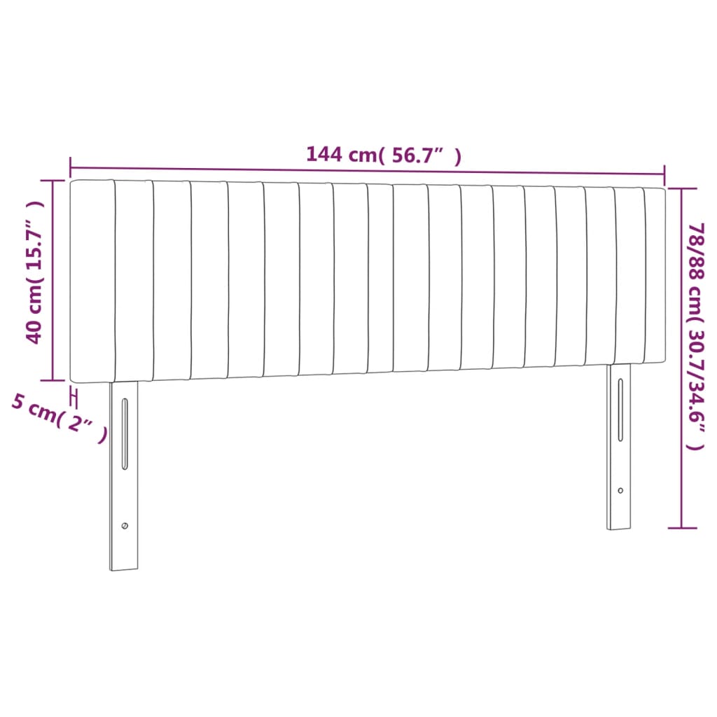 LED uzglavlje crno 144x5x78/88 cm baršunasto