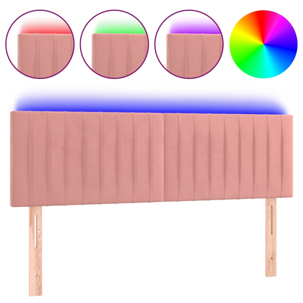 LED uzglavlje ružičasto 144x5x78/88 cm baršunasto