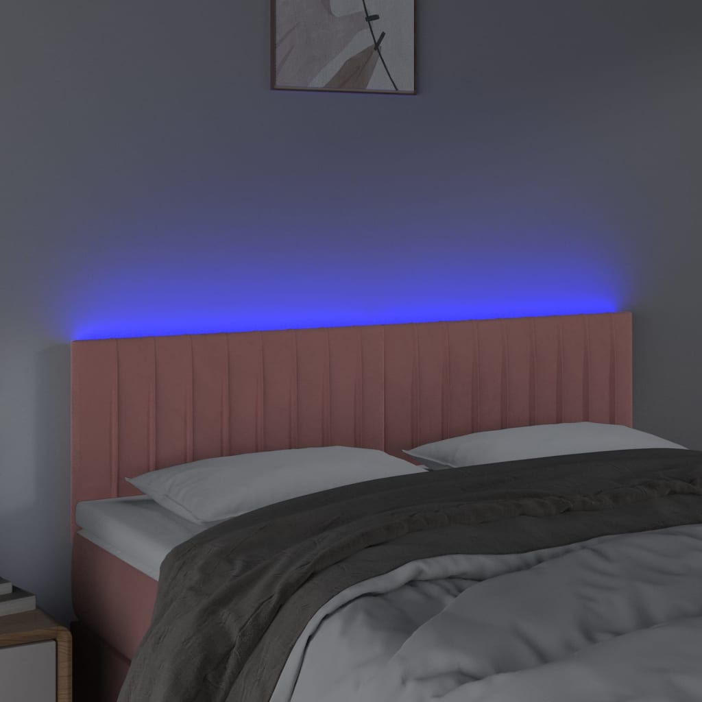 LED uzglavlje ružičasto 144x5x78/88 cm baršunasto