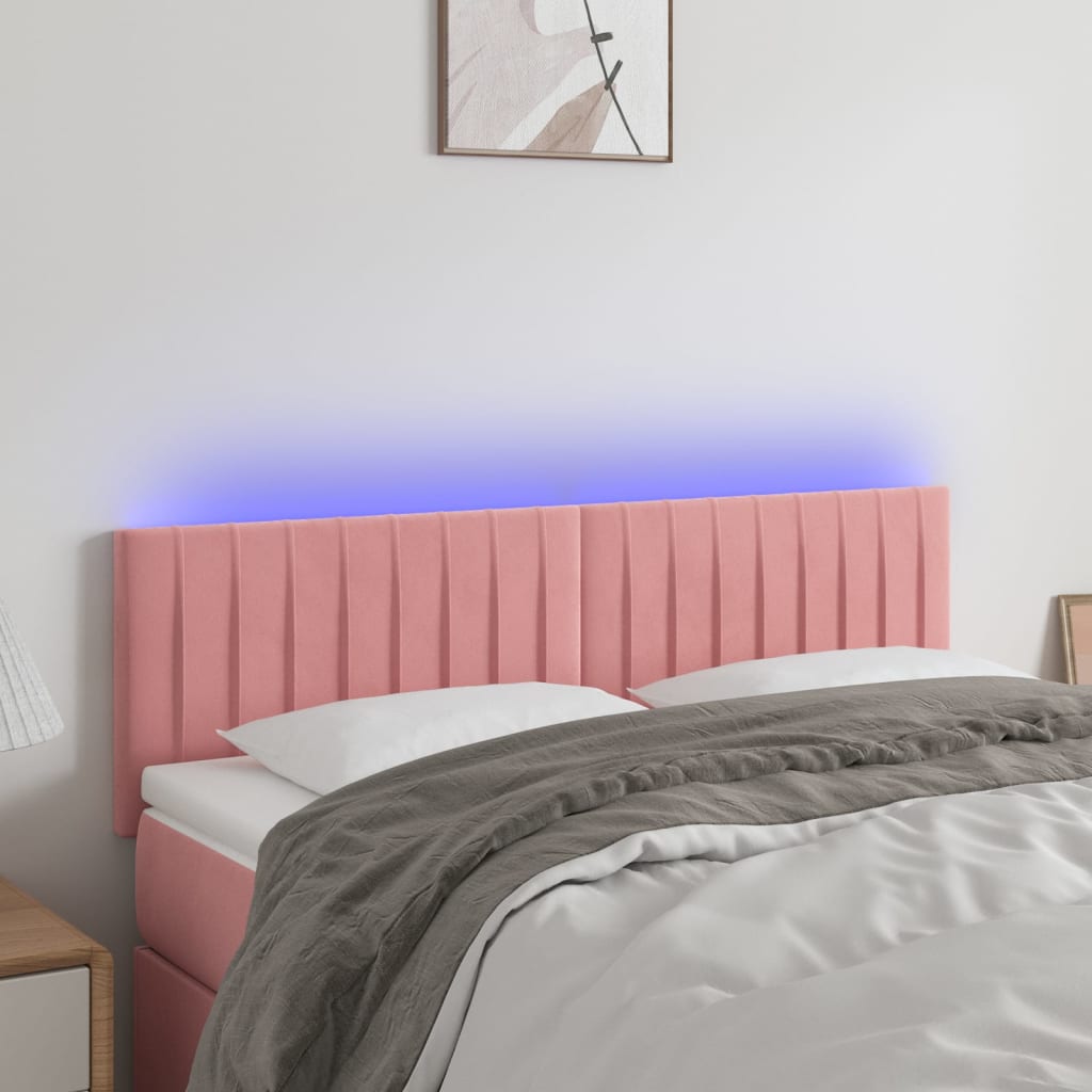 LED uzglavlje ružičasto 144x5x78/88 cm baršunasto