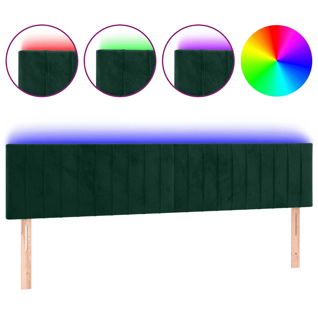 LED uzglavlje tamnozeleno 160x5x78/88 cm baršunasto