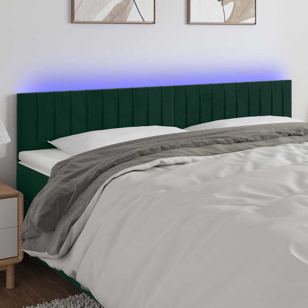LED uzglavlje tamnozeleno 160x5x78/88 cm baršunasto