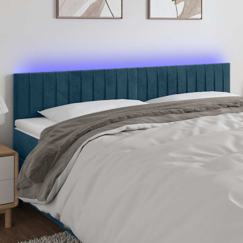 LED uzglavlje tamnoplavo 160x5x78/88 cm baršunasto