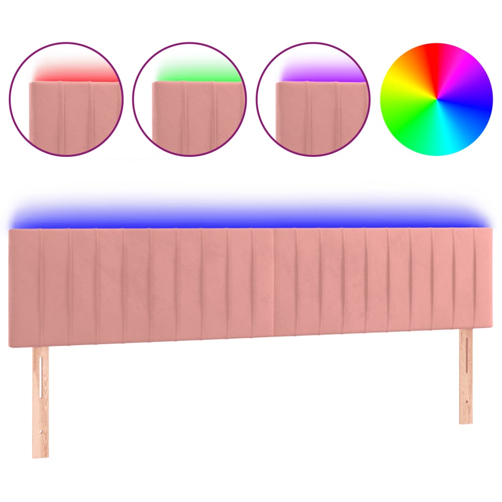 LED uzglavlje ružičasto 160x5x78/88 cm baršunasto