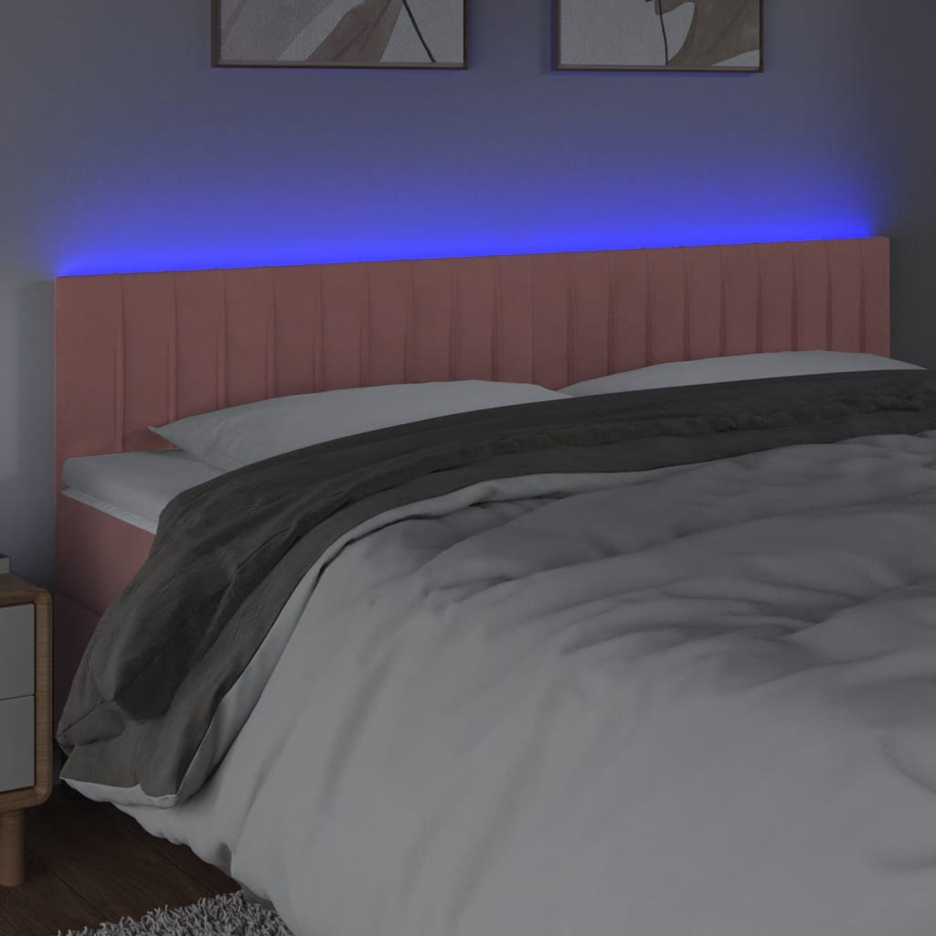 LED uzglavlje ružičasto 160x5x78/88 cm baršunasto