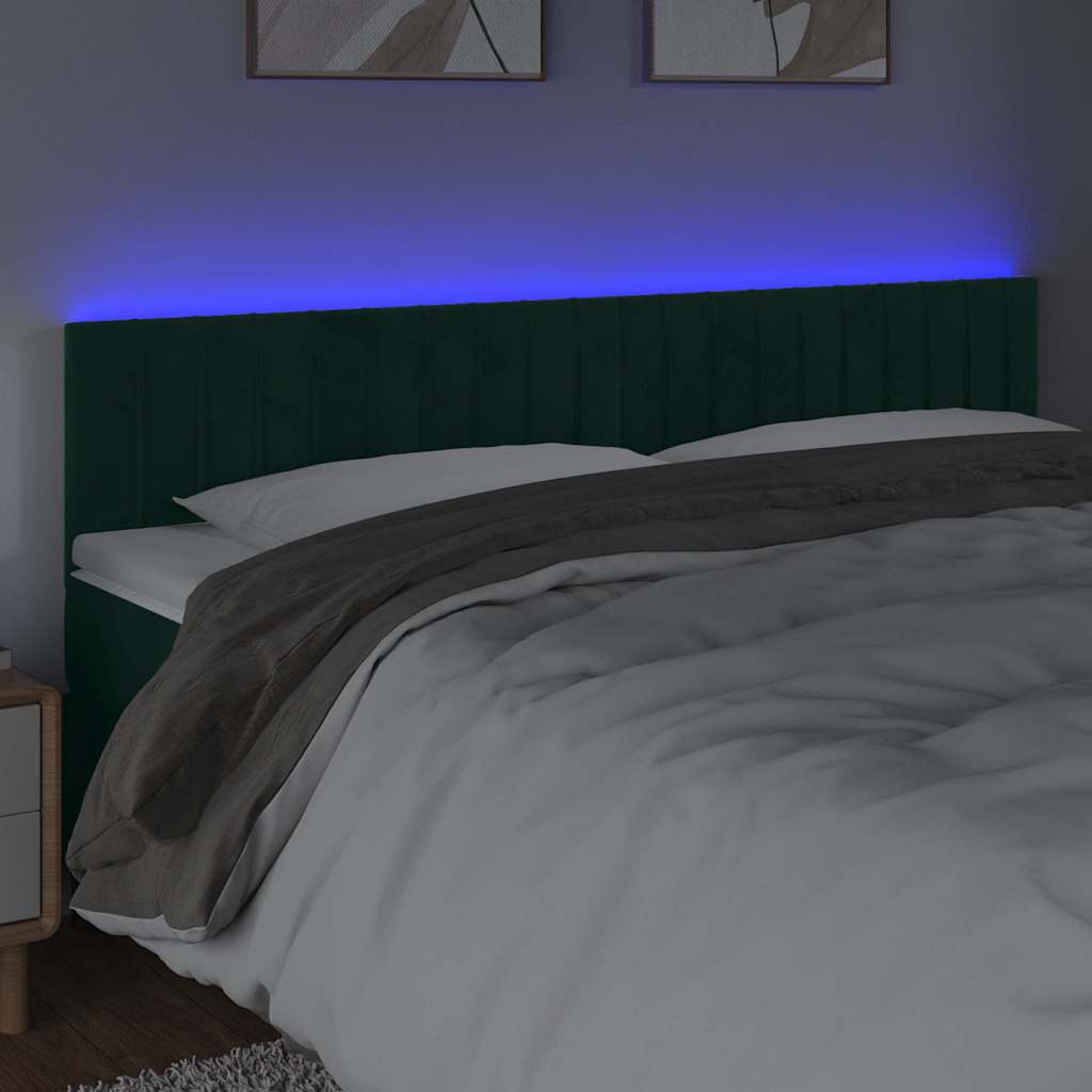 LED uzglavlje tamnozeleno 180x5x78/88 cm baršunasto