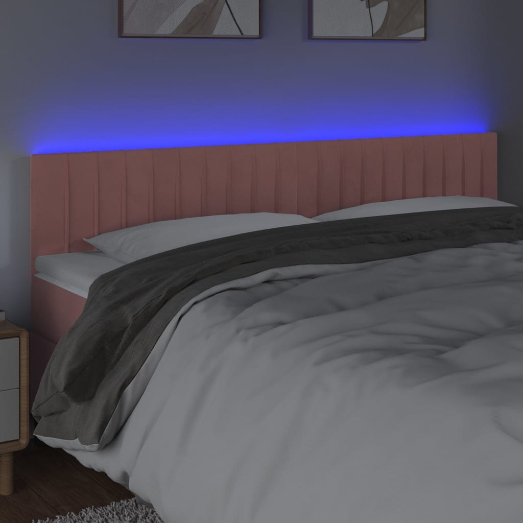 LED uzglavlje ružičasto 200x5x78/88 cm baršunasto