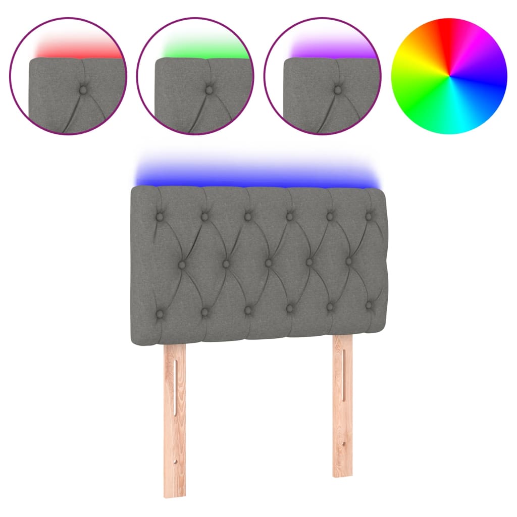 LED uzglavlje tamnosivo 80 x 7 x 78/88 cm od tkanine