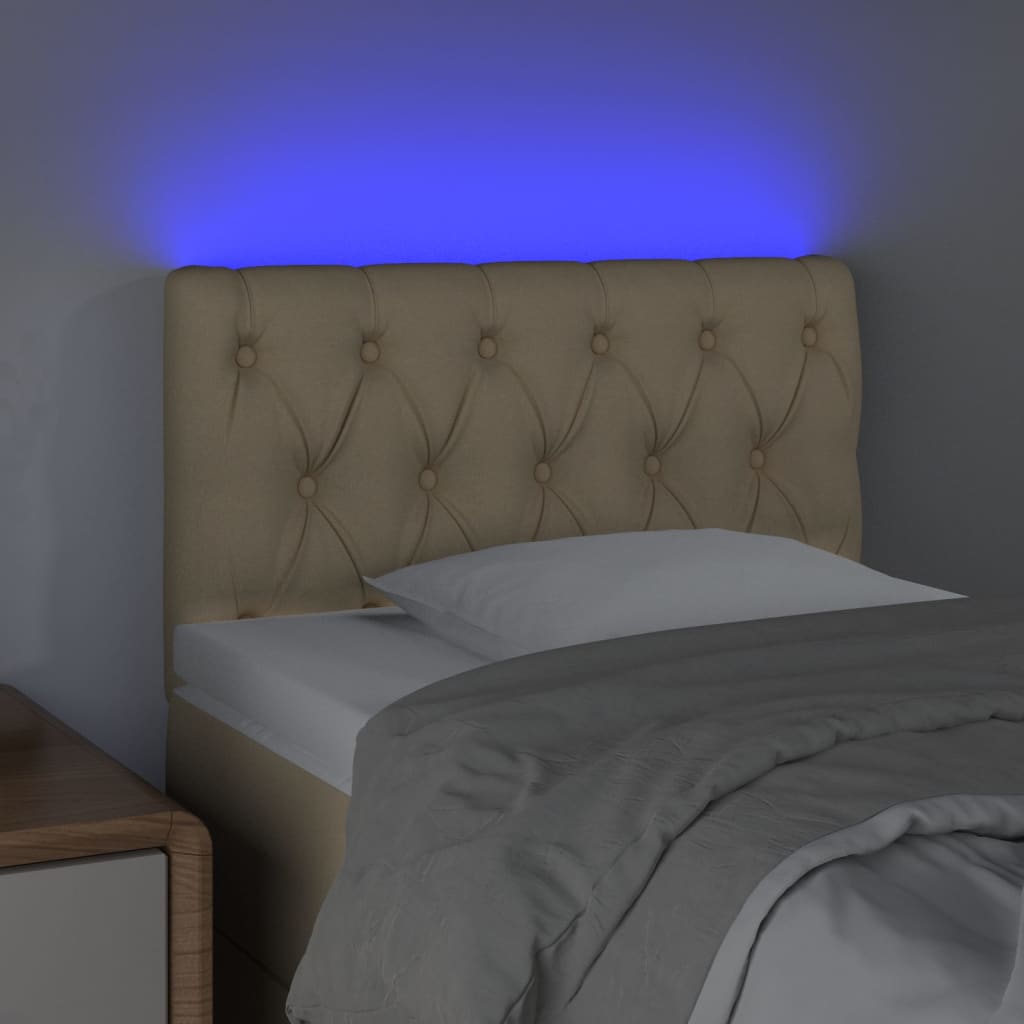 LED uzglavlje krem 80 x 7 x 78/88 cm od tkanine