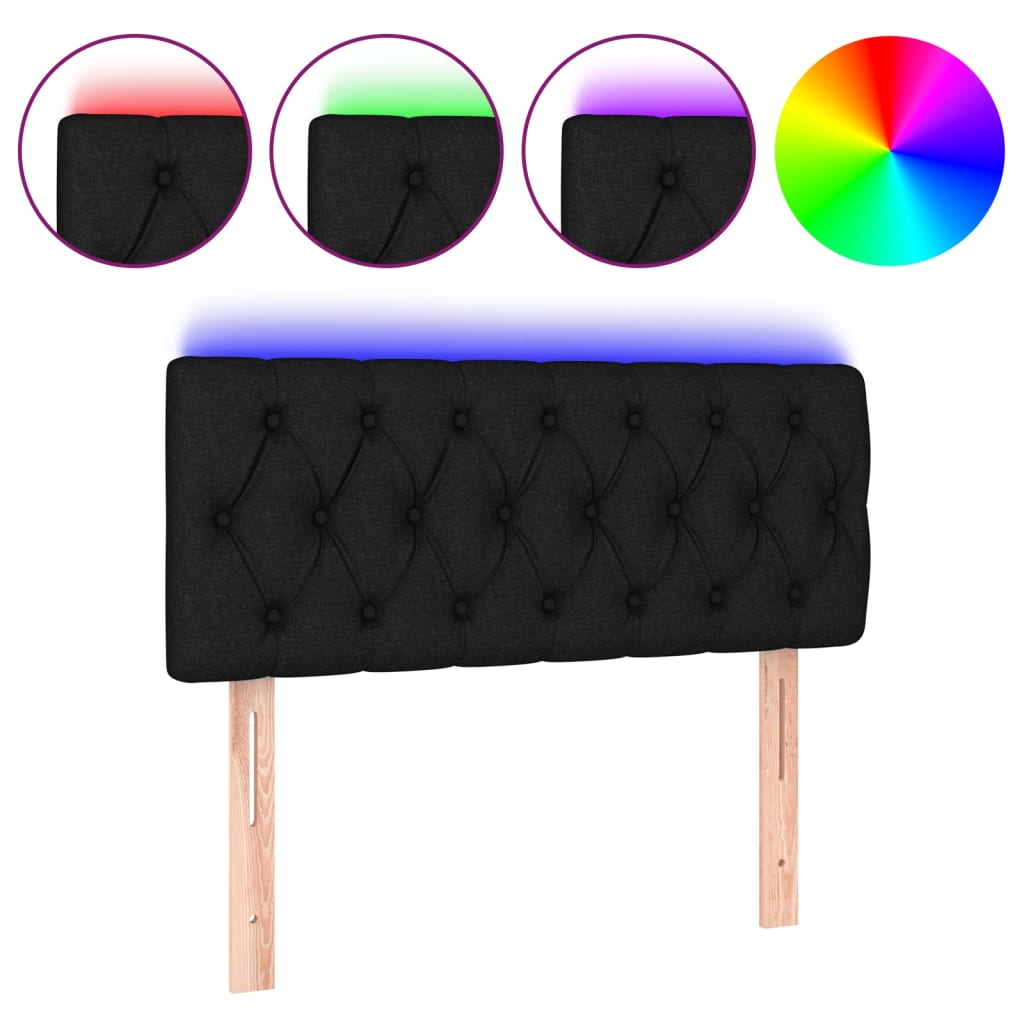 LED uzglavlje crno 100 x 7 x 78/88 cm od tkanine