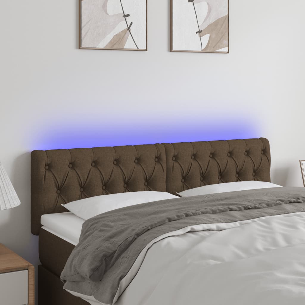 LED uzglavlje tamnosmeđe 144 x 7 x 78/88 cm od tkanine