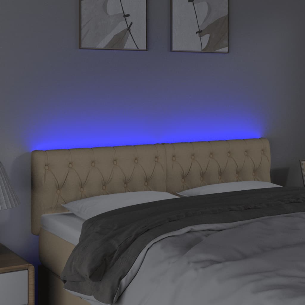 LED uzglavlje krem 144 x 7 x 78/88 cm od tkanine