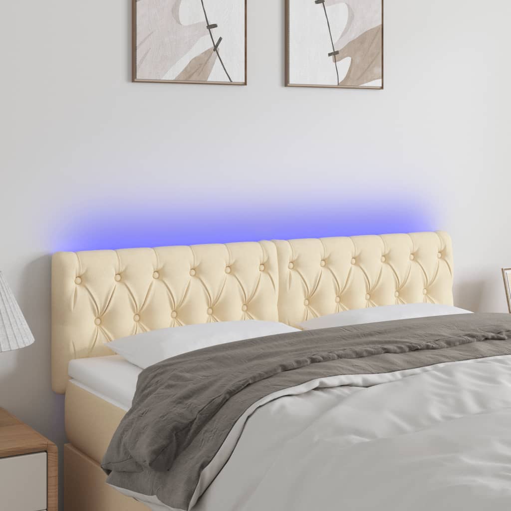 LED uzglavlje krem 144 x 7 x 78/88 cm od tkanine