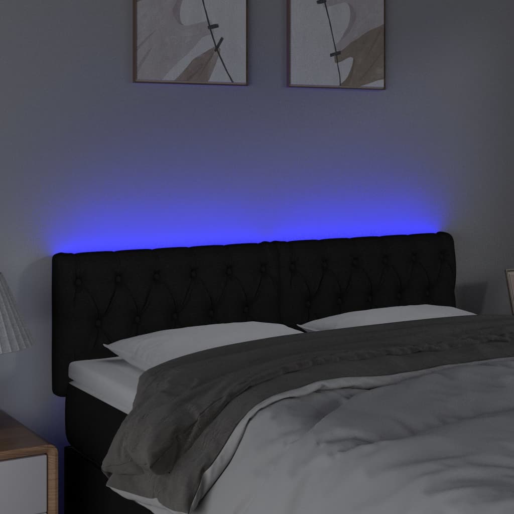 LED uzglavlje crno 160 x 7 x 78/88 cm od tkanine