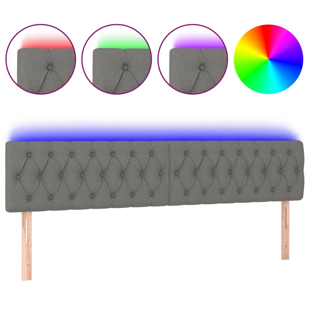 LED uzglavlje tamnosivo 180 x 7 x 78/88 cm od tkanine