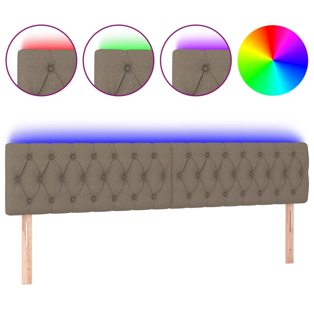 LED uzglavlje smeđesivo 180 x 7 x 78/88 cm od tkanine
