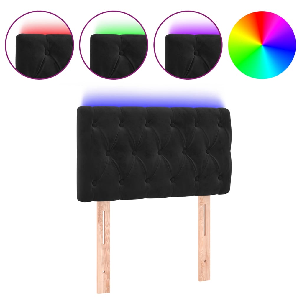 LED uzglavlje crno 80x7x78/88 cm baršunasto
