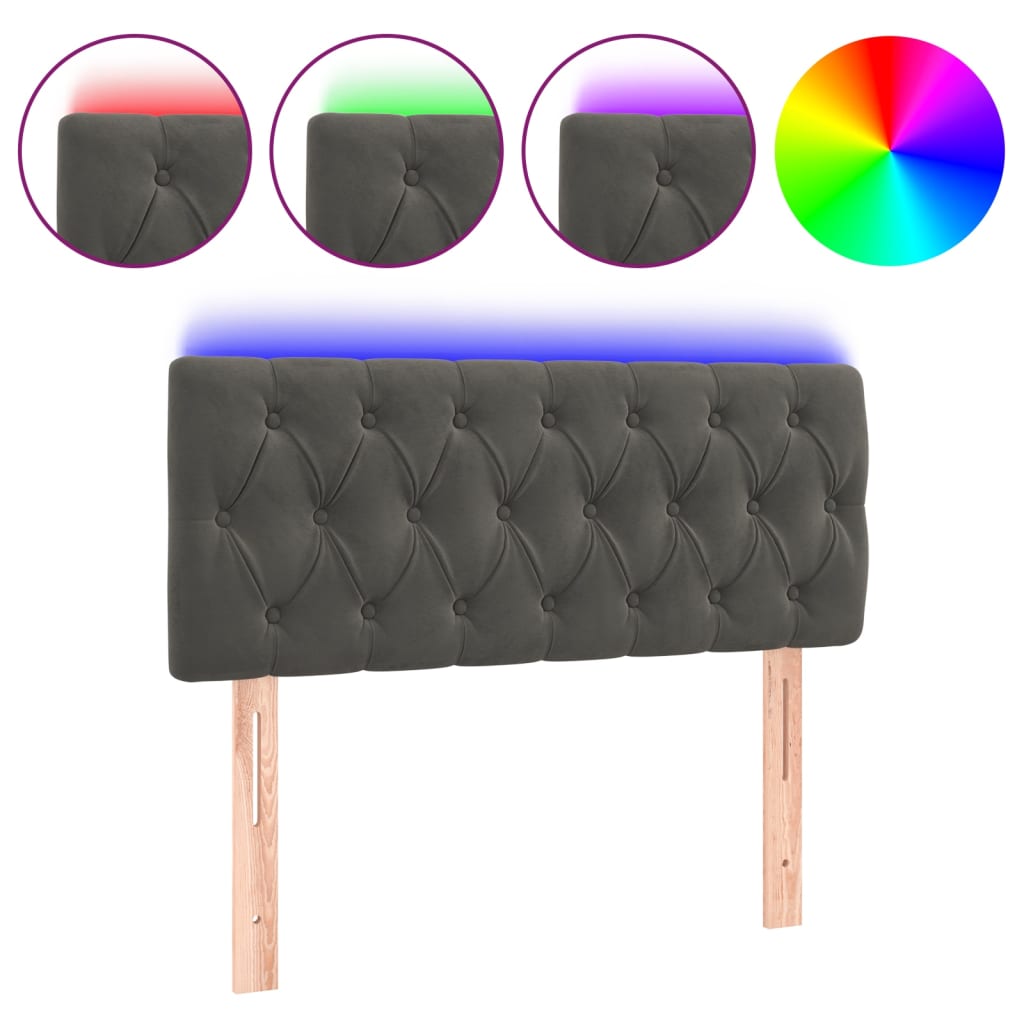 LED uzglavlje tamnosivo 100x7x78/88 cm baršunasto