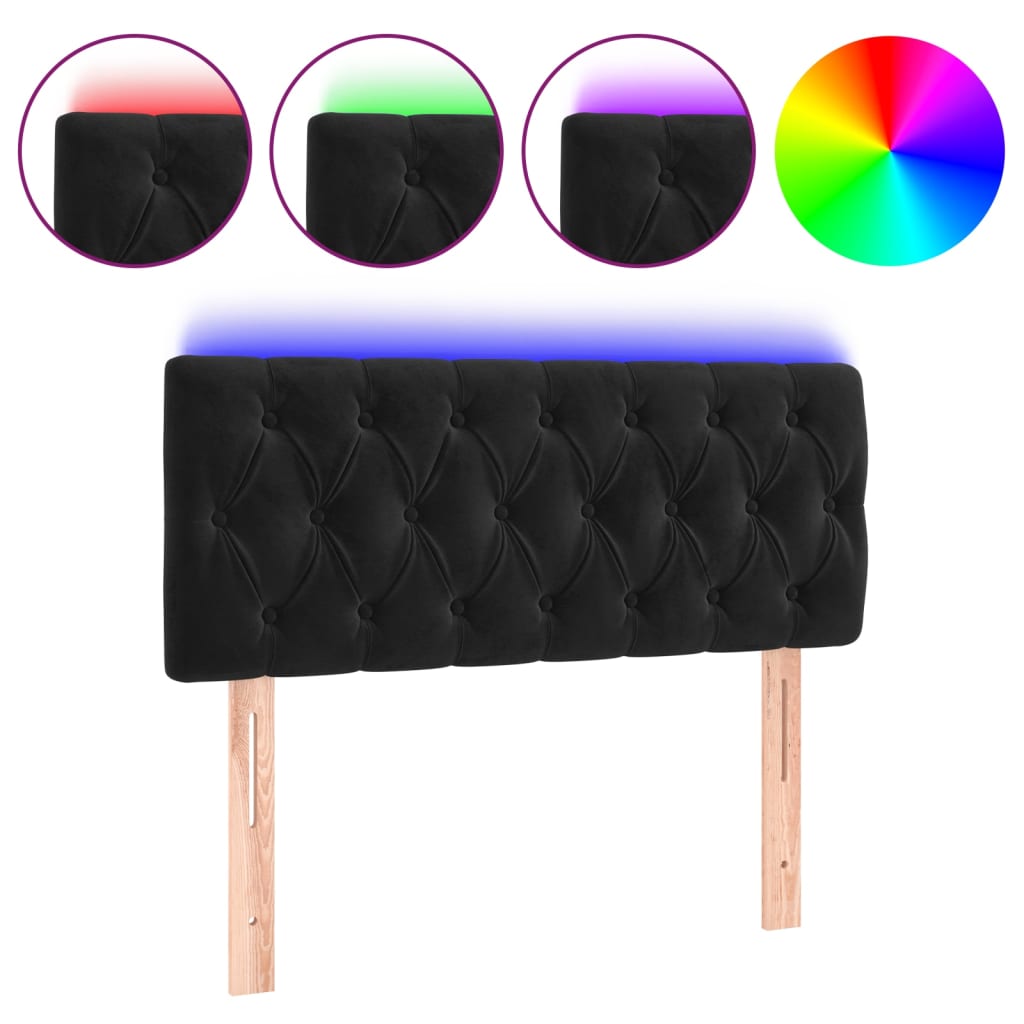 LED uzglavlje crno 100x7x78/88 cm baršunasto