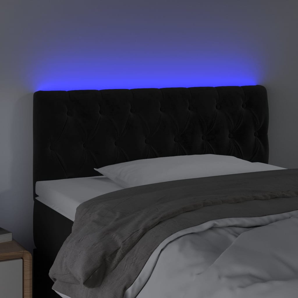 LED uzglavlje crno 100x7x78/88 cm baršunasto