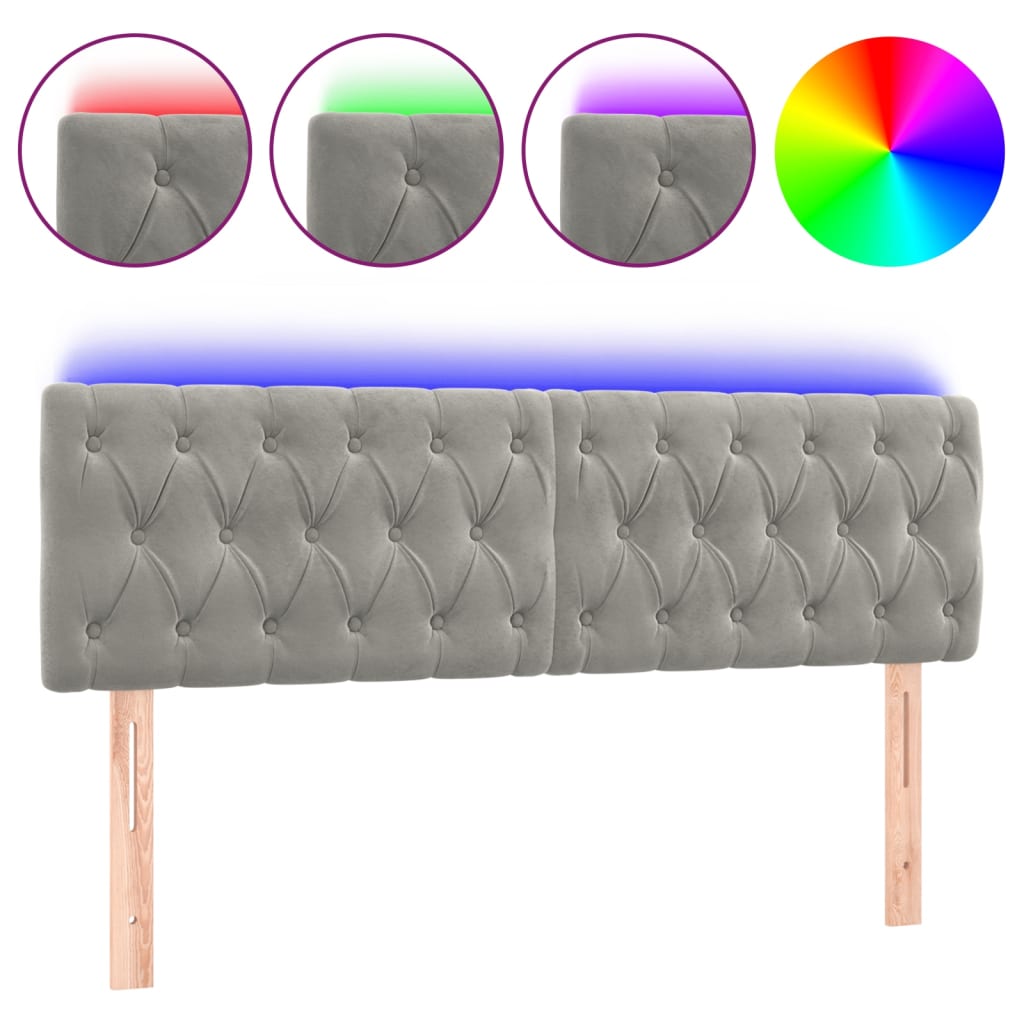 LED uzglavlje svjetlosivo 144x7x78/88 cm baršunasto