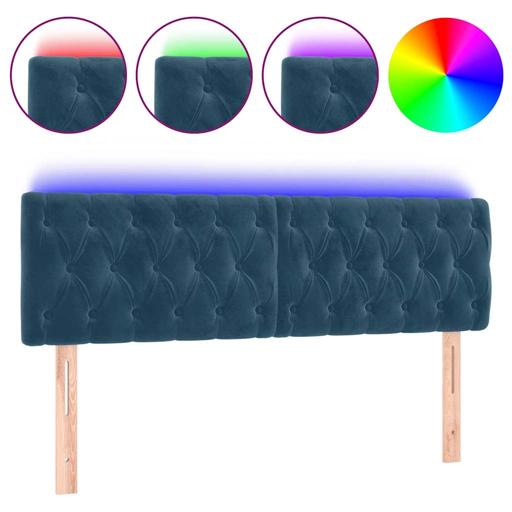 LED uzglavlje tamnoplavo 160x7x78/88 cm baršunasto