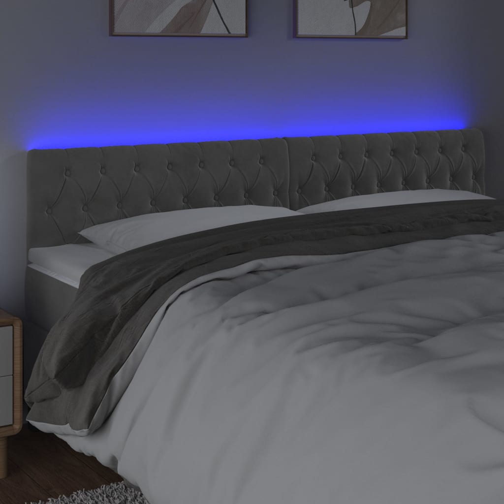 LED uzglavlje svjetlosivo 200x7x78/88 cm baršunasto