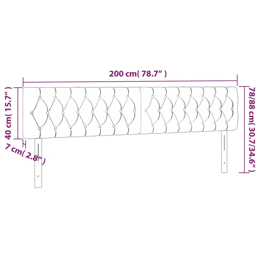 LED uzglavlje svjetlosivo 200x7x78/88 cm baršunasto