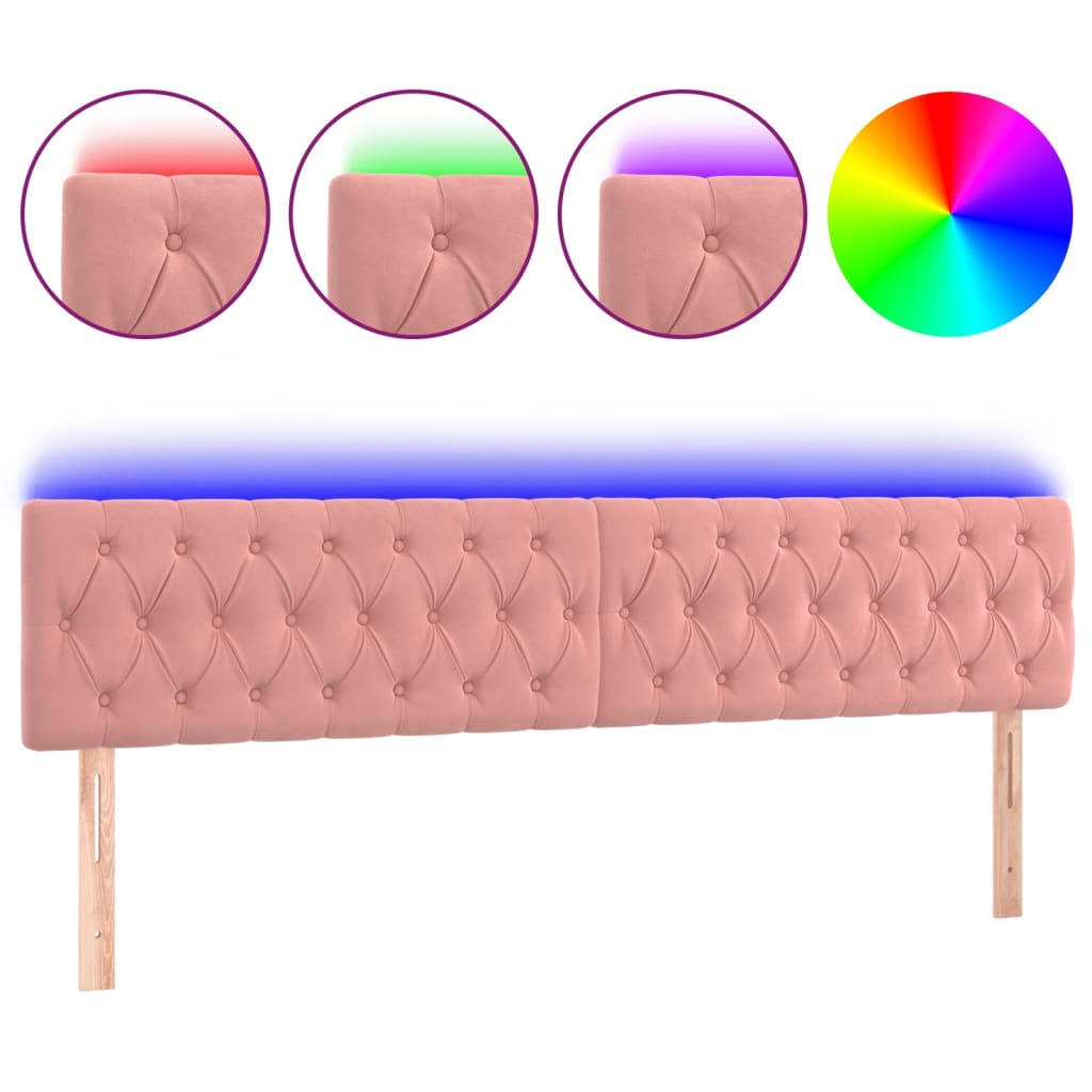 LED uzglavlje ružičasto 200x7x78/88 cm baršunasto