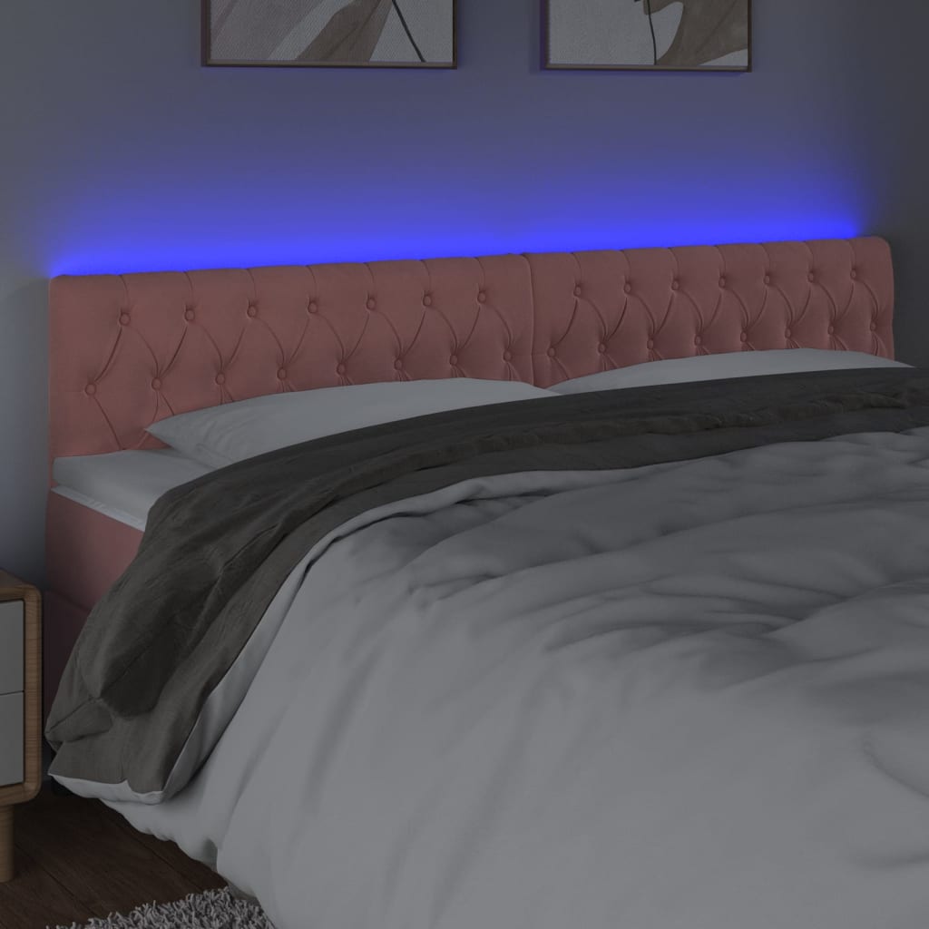 LED uzglavlje ružičasto 200x7x78/88 cm baršunasto