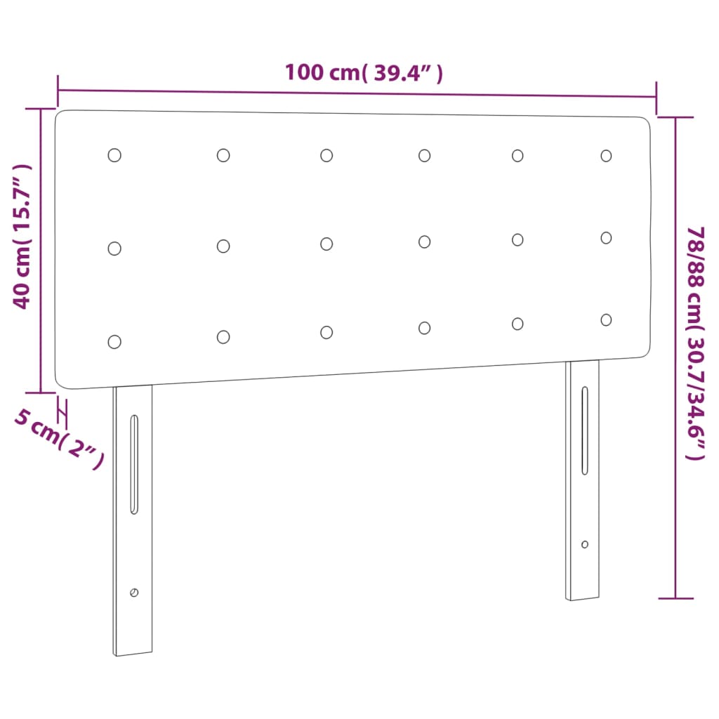 LED uzglavlje crno 100x5x78/88 cm od tkanine